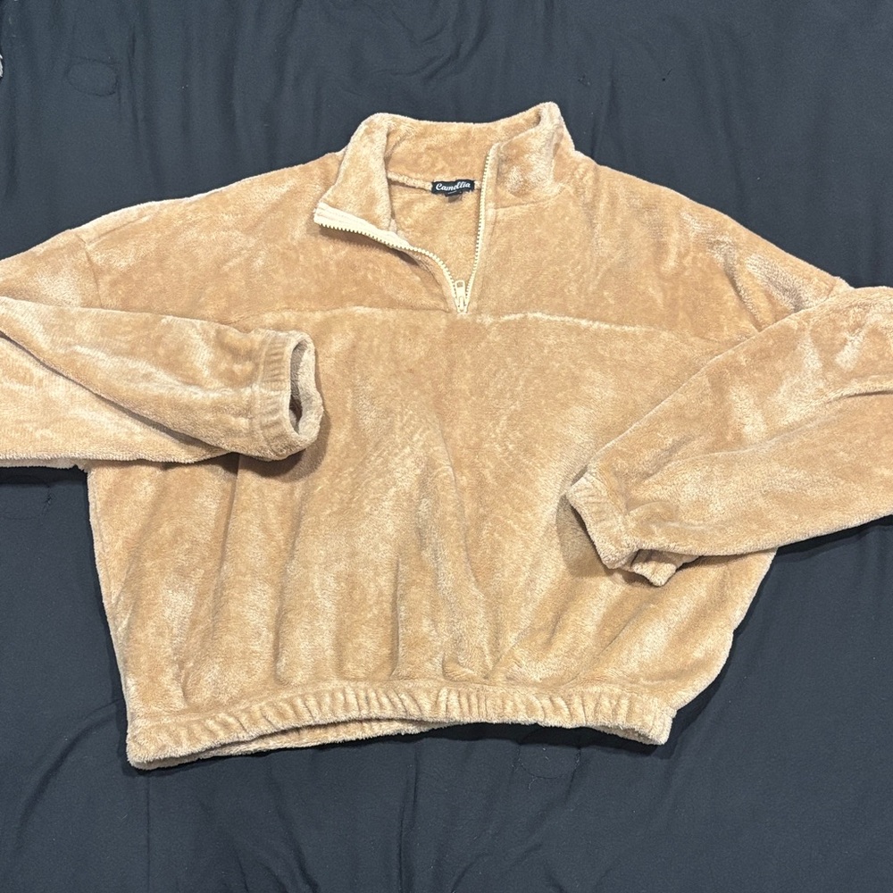 Tan Quarter-Zip Pullover